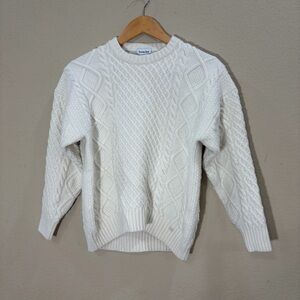 Sunday Best Aritzia Off White Cable Knit Fisherman Sweater Sz XS City Preppy EUC